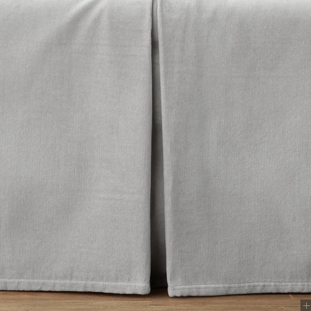 New RH Pleat Velvet Crib Skirt Grey